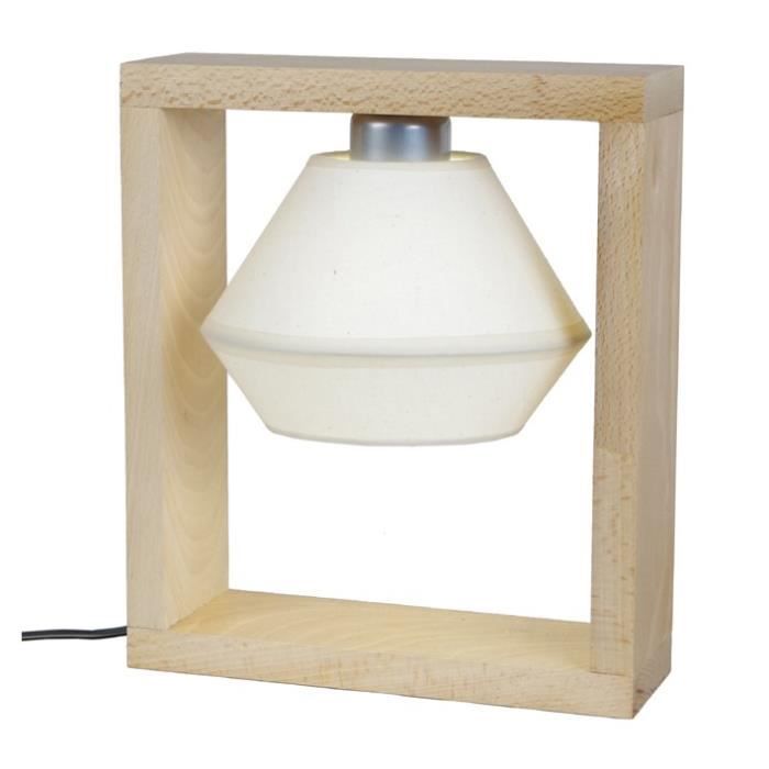 TRIUMPH Lampe à poser Bois Hêtre massif - 25x8x29cm - Naturel/Écru