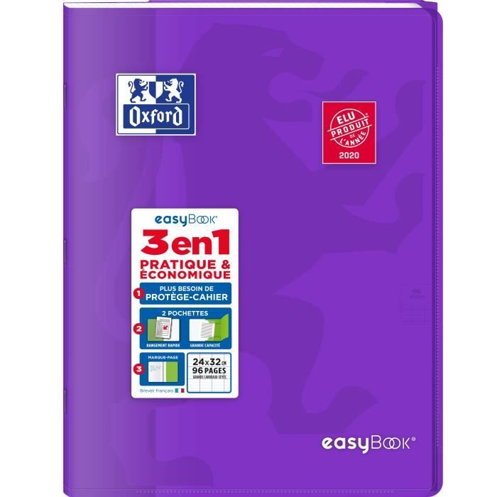 OXFORD Cahier Easybook agrafé - 24 x 32 cm - 96p seyès - 90g - Violet