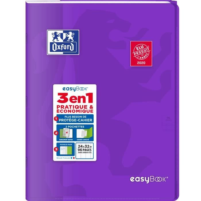 OXFORD Cahier Easybook agrafe - 24 x 32 cm - 96p seyes - 90g - Violet