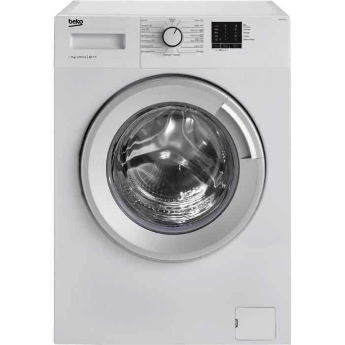 BEKO WTE7611SY - Lave-linge frontal - Pose libre - 7.0 kg - 1200 tours / min - A+++ - 15 programmes - Blanc