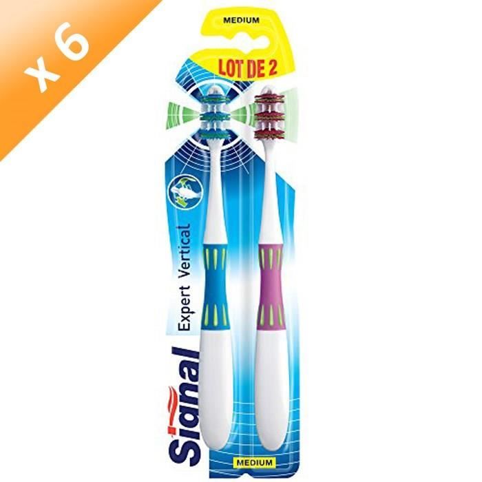 SIGNAL Brosses à dents Expert vertical - Medium - Enfant - Lot de 2 x 6