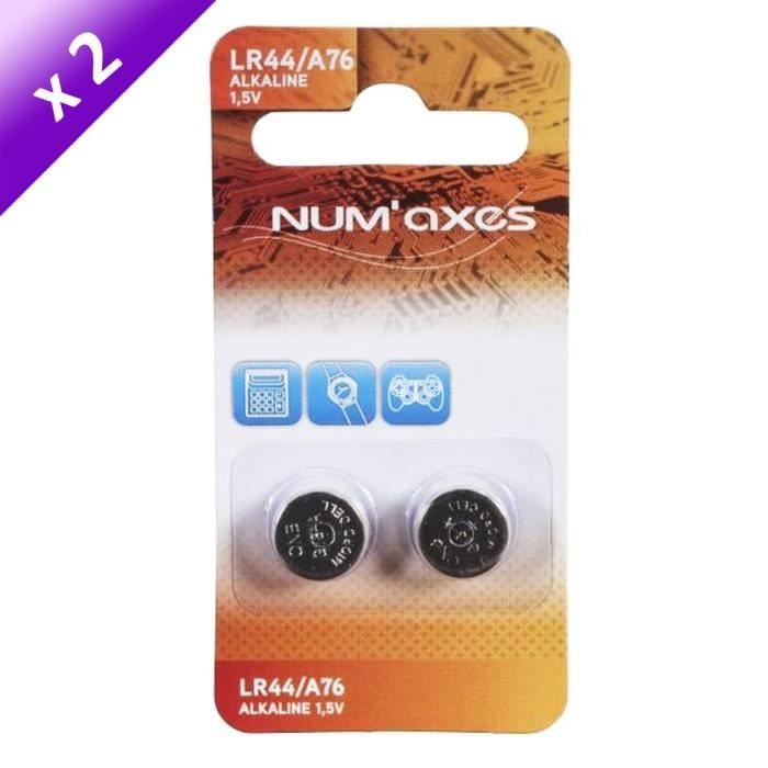 Blister Lot de 2 paquets, piles LR44 alcalines 1,5V x 2