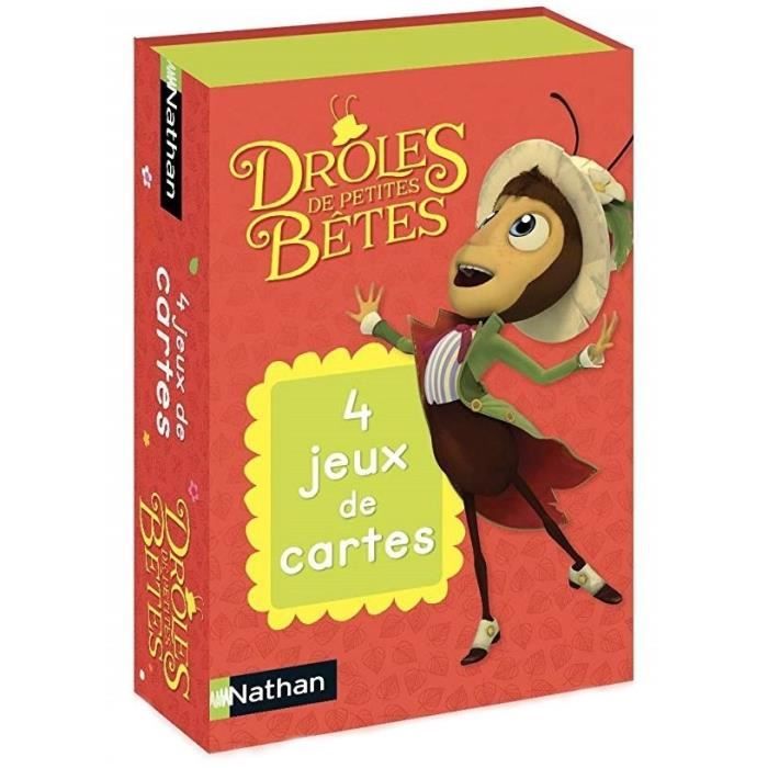 NATHAN - 4 Jeux de Cartes Drôles de Petites Bêtes - Jeu de Cartes