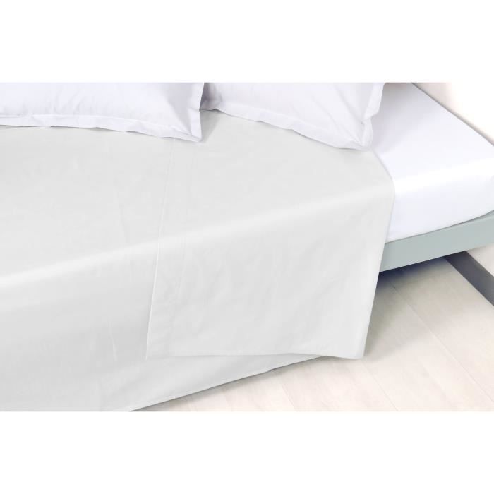 VENT DU SUD Drap plat Percale Manoir - Neige - 270x300 cm