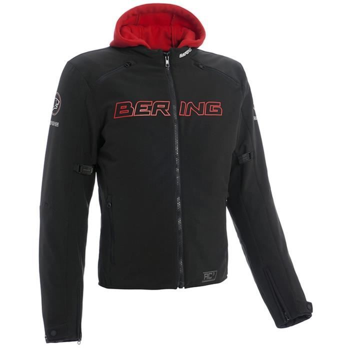 BERING Blouson Moto Tissu Jaap Noir et Rouge