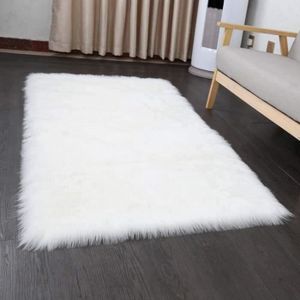 TAPIS D’EXTÉRIEUR Grand tapis rectangle blanc en peau de mouton, imp