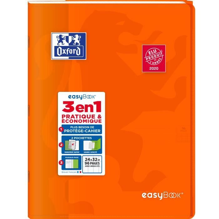 OXFORD - Cahier Easybook agrafe - 24 x 32 cm - 96p seyes - 90g - Orange