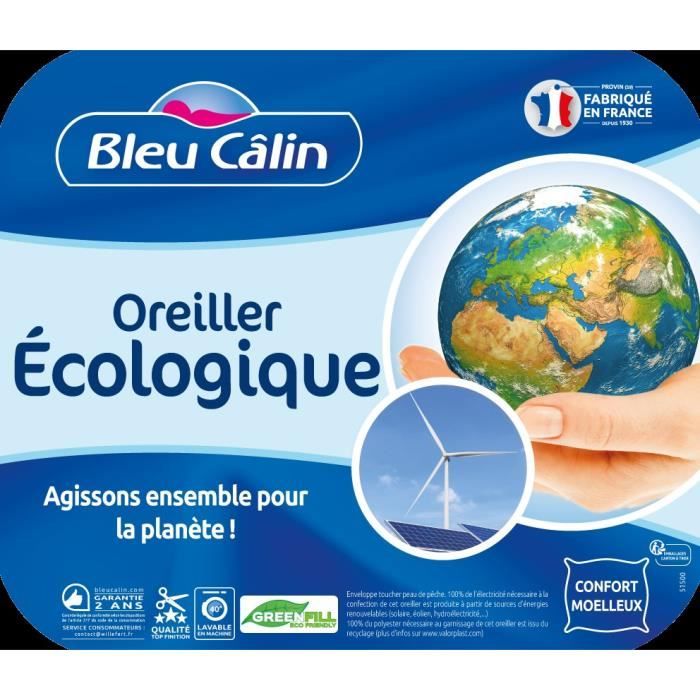 BLEU CALIN Oreiller écologique - 60 x 60 cm