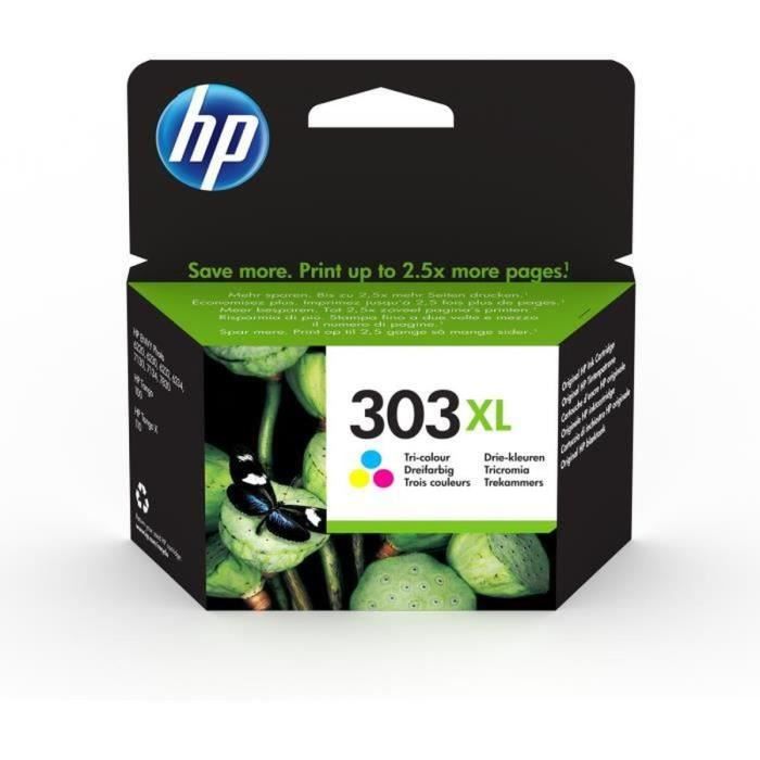HP 303XL cartouche d'encre trois couleurs grande capacité authentique pour HP Envy Photo 6220/6230/7130 (T6N03AE)
