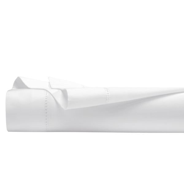 Drap plat Satin rayé Blanc 180 x 290 cm. Drap housse au tissage rayé