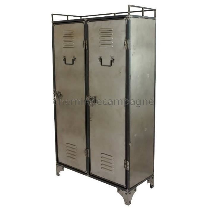 armoire bahut buffet bibliothèque meuble industriel fer metal 75 cm