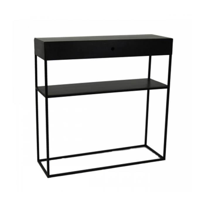 console d'entrée en métal noir 1 tiroir zen - longueur 80cm 0,000000