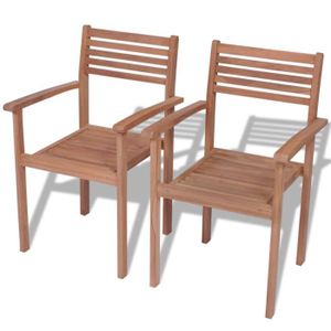 Chaises Pcs Teck De Lot Scandinave Empilable D'extérieur 2 Contemporain Chaise OPkTuZXwi