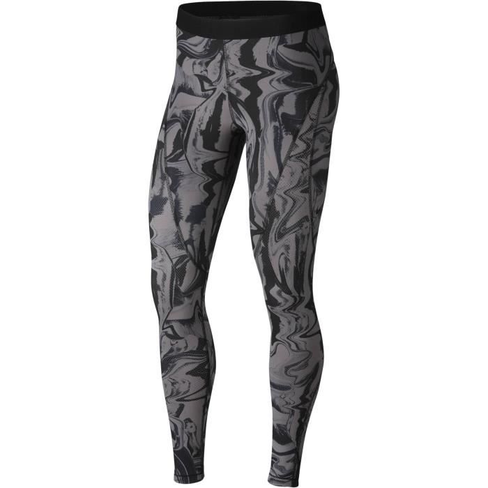 NIKE Pantalon Np Hprcl Tght Marble - Femme - Noir et gris