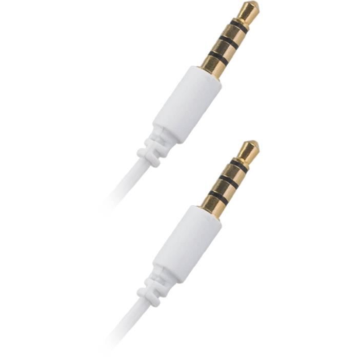APM 418006 Câble Jack 3.5 mm stéréo Mâle / Mâle - Plugs or - 3 m - Blanc