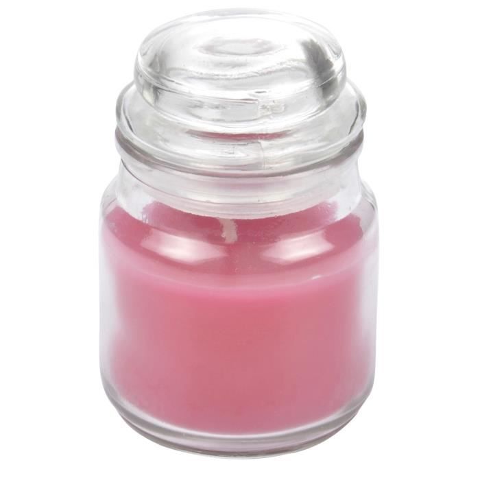 Bougie parfumée en bocal - Ø 6 x H 9 cm - Parfum : rose