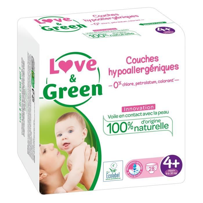 Couches B/éb/é Hypoallerg/éniques 0/% Taille 3 4-9 kg Love /& Green 52 couches