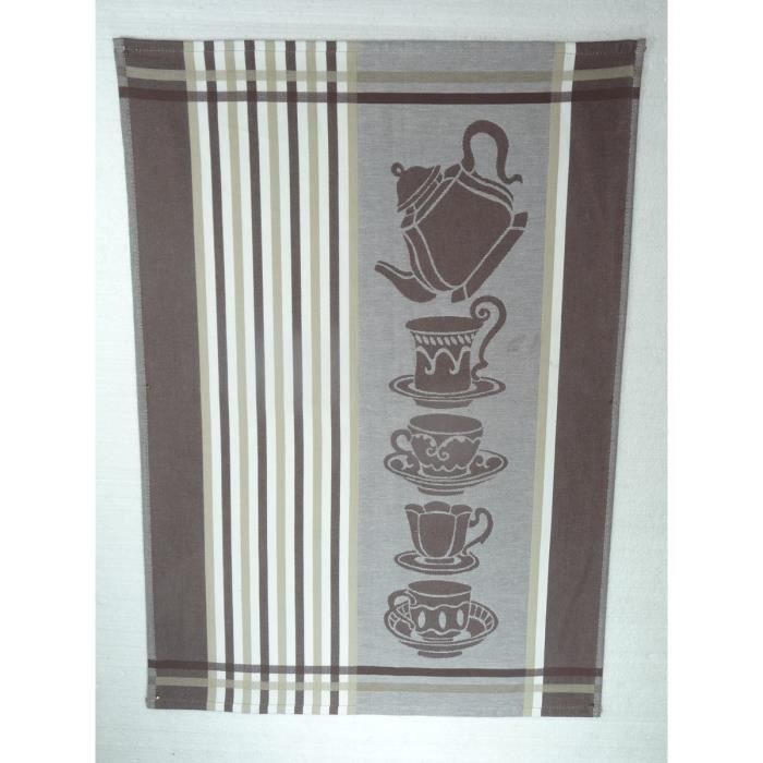 Lot de 6 torchons de cuisine Coralie café 50x710 cm
