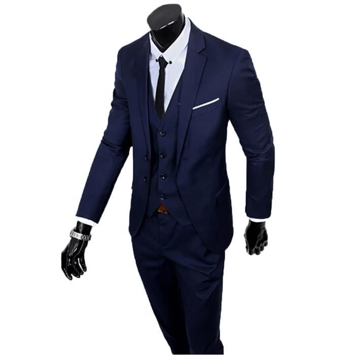 Blazer Homme Slim Fit 1 Bouton - Veste Costume Classique Pour Mariage, Bureau, Soirée - Avec Nœud Papillon Offert