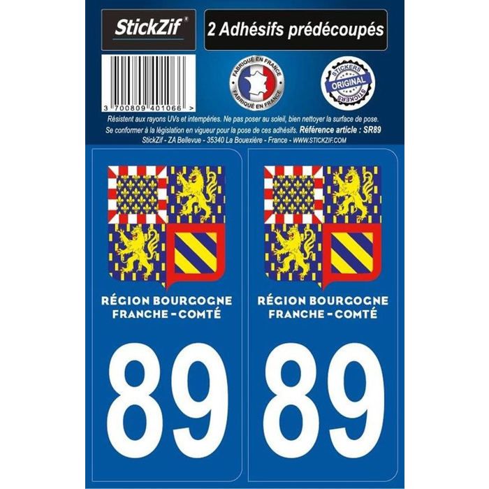 STICKZIF 2 Autocollants Région Département 89 SR89