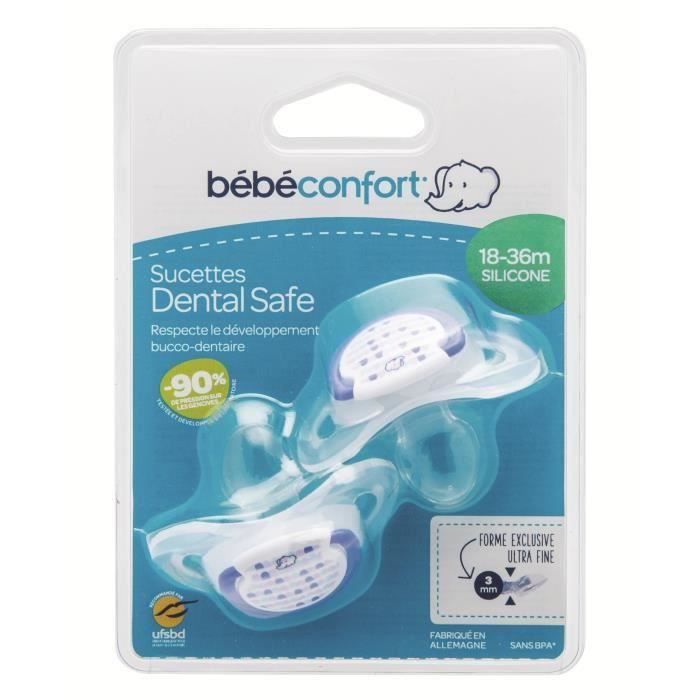BEBE CONFORT Sucette Dental Safe 18-36 mois x2 - Silicone - Bleu Little Valleys (Lot de 2)