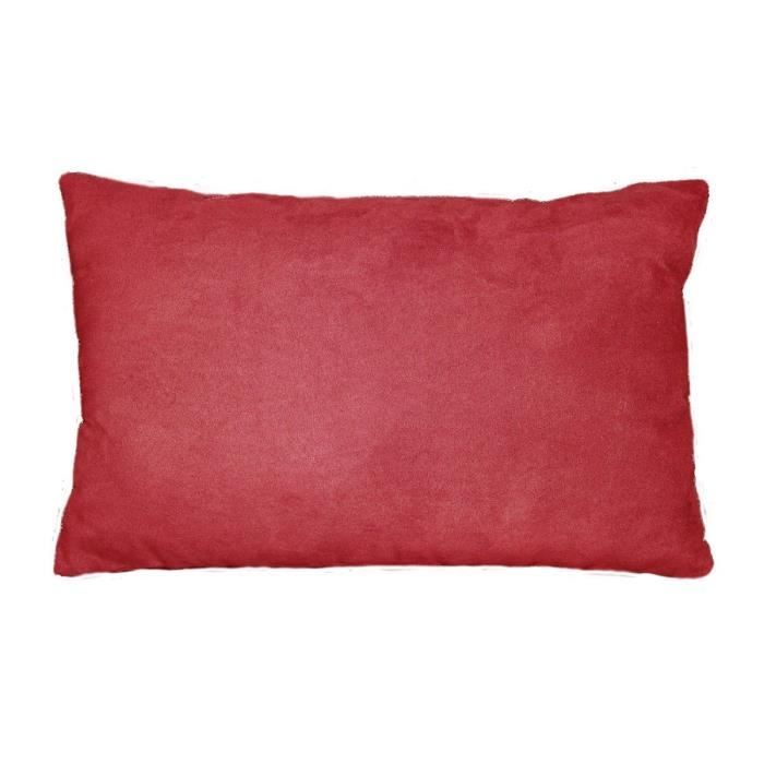 Coussin 30x50cm suédine uni Rouge