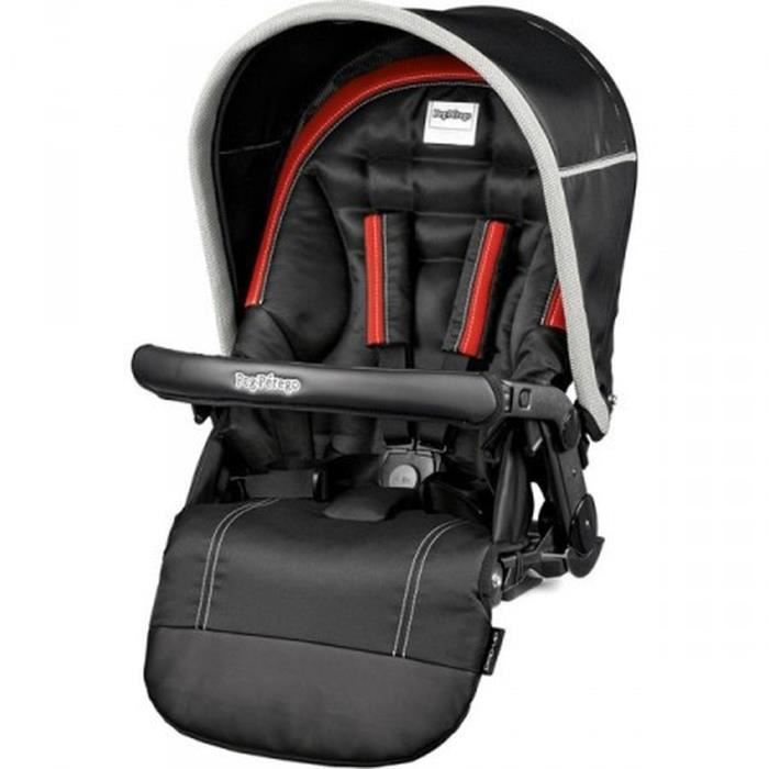 PEG PEREGO Book Plus Assise poussette avec capote + tablier + habillage pluie - Noir mat