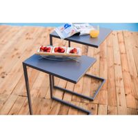 TABLE DE JARDIN Lot de 2 Tables d'appoint en métal - Gris TABLE DE JARDIN Lot de 2 Tables d'appoint en métal - Gris