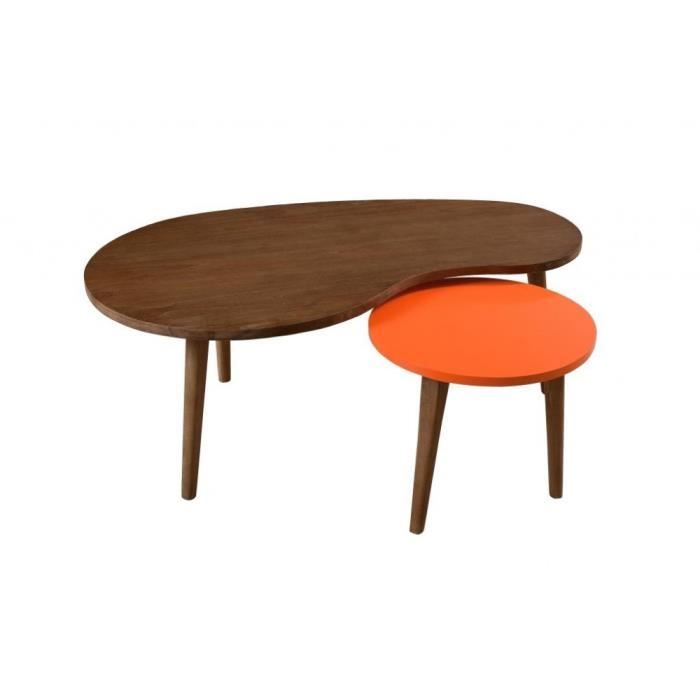 Tables gigognes cannelle Orange Vintage Bois 100cm LUCIEN