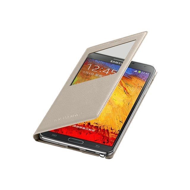 SAMSUNG Etui à rabat à zone transparente pour Samsung Galaxy Note 3 - Beige