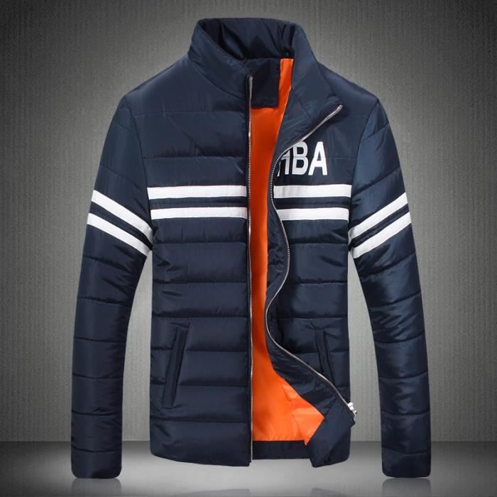 F Bleu Hommes q Cheminée Col Chic Manches Courte Manteau m À Longues rrxwqPt