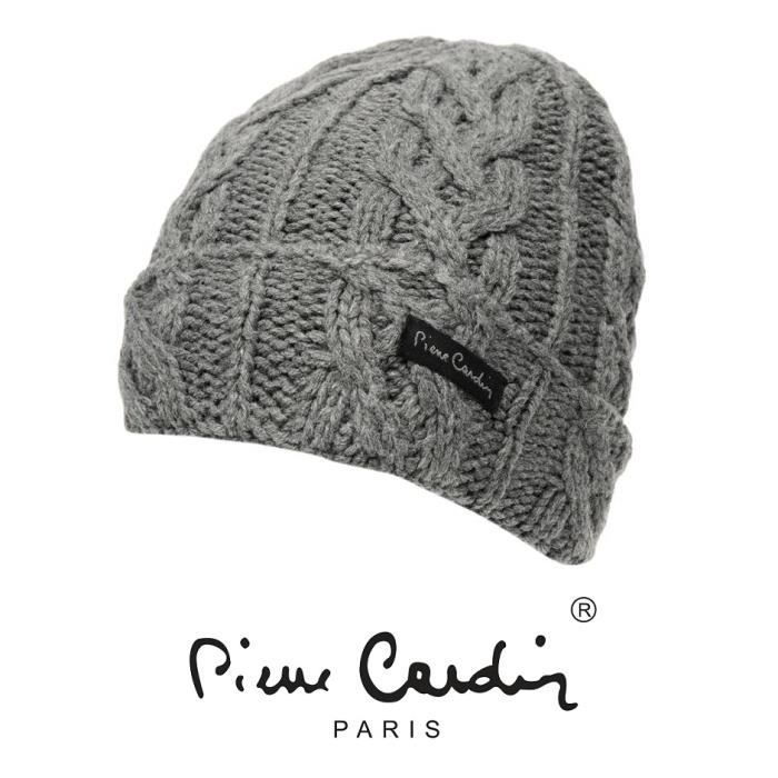 BONNET , CAGOULE BONNET HOMME PIERRE CARDIN TRICOTÉ CHARBON