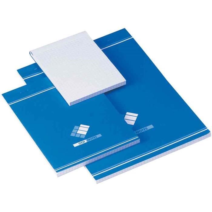 Bloc-Notes agrafé - 21 cm x 14,8 cm x 0,9 cm - 200 pages - 60g - Petits carreaux