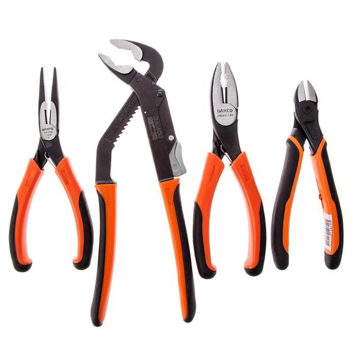 BAHCO Lot de 4 pinces ERGO (CONTIENT 8224, 2628G, 2101G, 2430G) - 9897