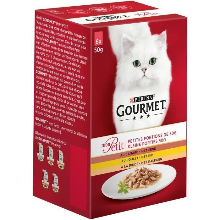 GOURMET Mon petit au poulet, au canard, à la dinde - Sachets fraîcheur - Pour chat adulte - 6 x 50 g (Lot de 3)