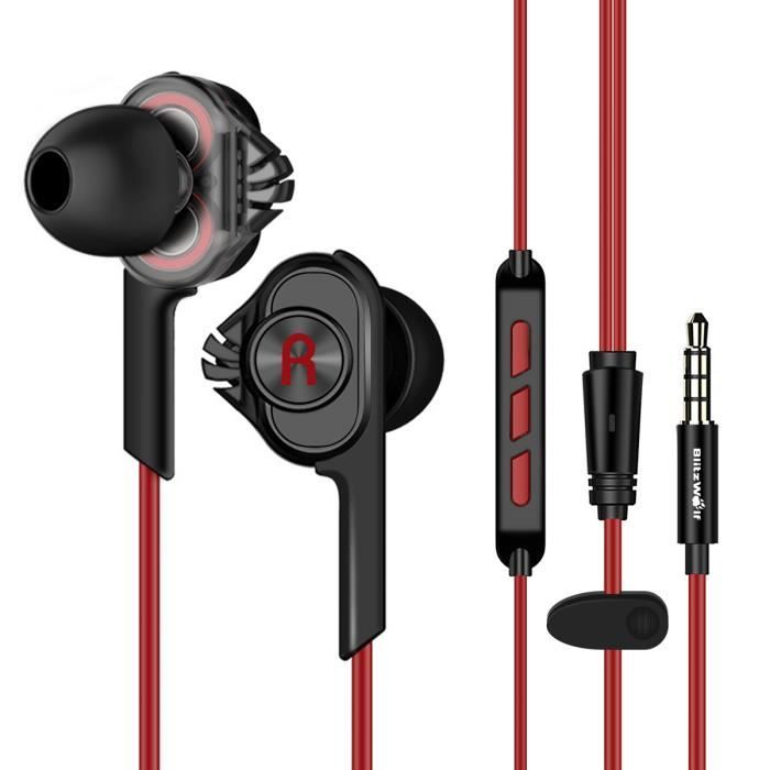 Blitzwolf écouteurs Filaires Intra Auriculaires Double Pistons