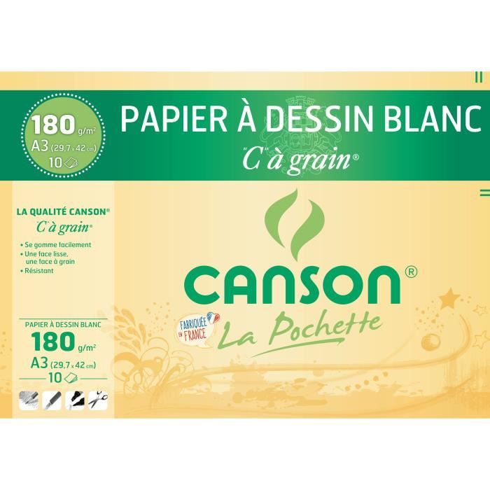 CANSON Pochette 10 Feuilles C à grain® A3 180g - Achat / Vente papier ...