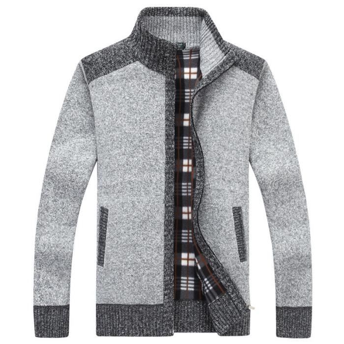 Hommes Gilet Pull Col Vêtement Homme Hiver Camionneur Veste Noir Masculin 9WDHEe2IY