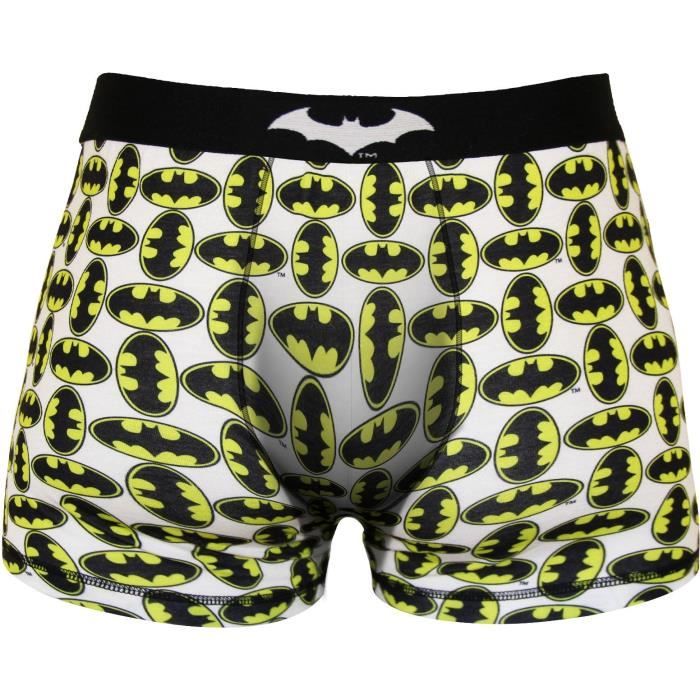 Boxer Homme Batman Imprimé Logo - Blanc, jaune et noir