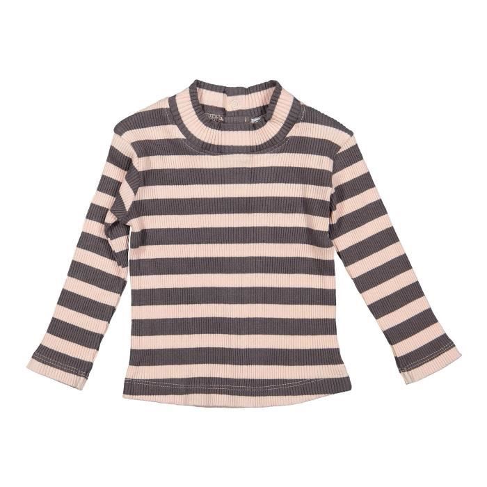 DIRKJE T-shirt Sous Pull Rayé Rose et Violet Enfant Fille