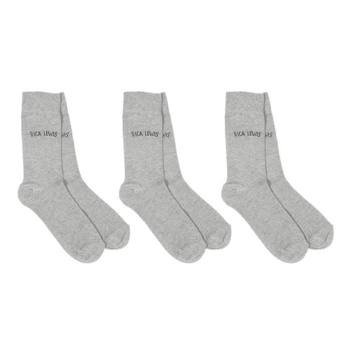 RICA LEWIS Lot de 3 Paires de Chaussettes Classiques Gris Homme