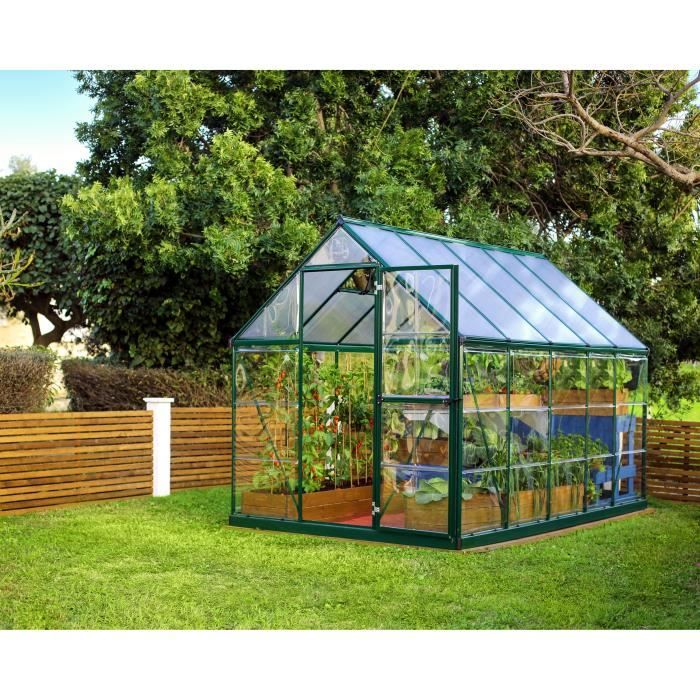 Serre polycarbonate verte NATURE 5,7m²   Achat / Vente ABRIS JARDIN