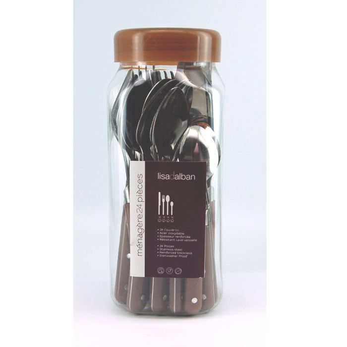 Ménagère 24 pièces Troquet pleine soie CHOCOLAT