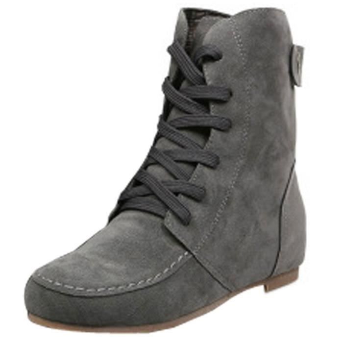 Fourrure Hiver Bottes De Chaussures Neige Laçage Cheville À Lacets Minetom Femmes Automne Chaudes Bottines Plates EqAxZT8