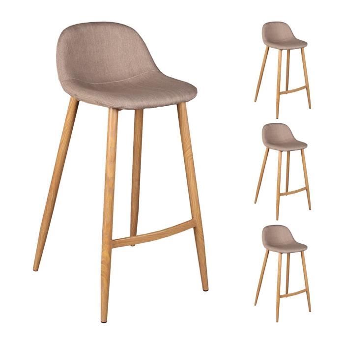 lot de 4 tabourets bar taupe 44x48xh91cm avec pieds mtalliques couleur bois - Cdiscount Tabouret Bar lot de 4 tabourets bar taupe 44x48xh91cm avec pieds mtalliques couleur bois - Cdiscount Tabouret Bar