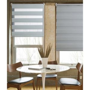 DOMDECO Store jour et nuit sans perçage - Gris clair - 92x190 cm DOMDECO Store jour et nuit sans perçage - Gris clair - 92x190 cm