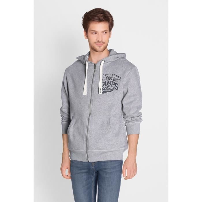 CAMPS Sweat à Capuche Zippé - Homme - Gris chiné