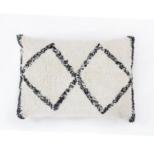 COUSSIN Coussin berbère Box - 40 x 60 cm - Blanc et noir