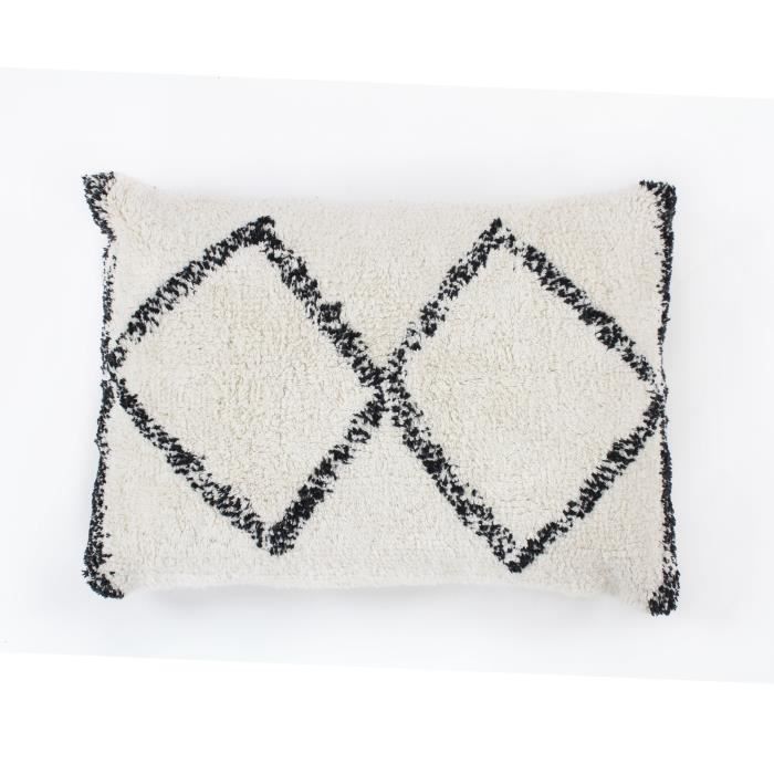 Coussin berbère Box - 40 x 60 cm - Blanc et noir