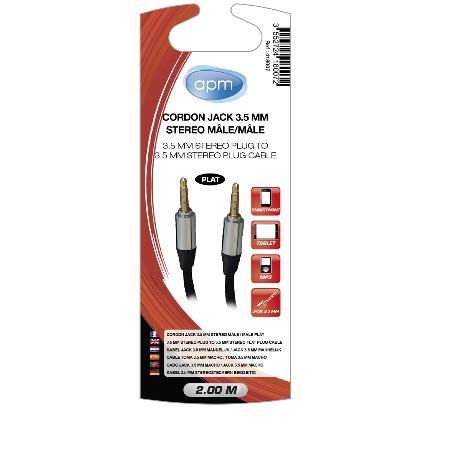 APM 418007 Câble Jack 3.5 mm Plat - Noir